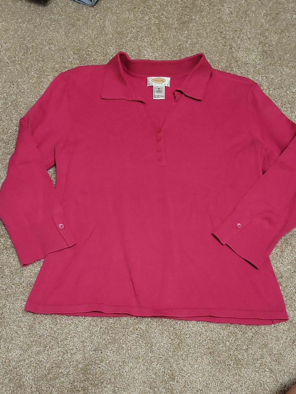 Talbots Pink Collared Button-Front Women's Sweater